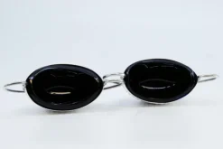 Hot Pamono Salt and Pepper Shakers in Fluted Silver with Blue Glass Cores Interior, Set of 2