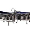 New Pamono Salt and Pepper Shakers in Cut Silver with Blue Glass Souls Interior, Set of 2
