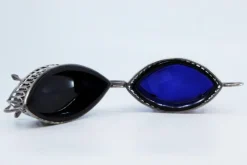 New Pamono Salt and Pepper Shakers in Cut Silver with Blue Glass Souls Interior, Set of 2