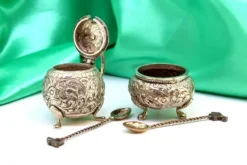 Outlet Pamono Salt and Pepper Shakers in Embossed Silver