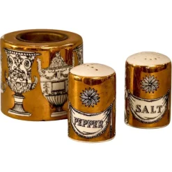 Pamono Salt and Pepper Shakers with Additional Container, 1950, Set of 3> Salt & Pepper Shakers