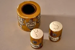 Pamono Salt and Pepper Shakers with Additional Container, 1950, Set of 3> Salt & Pepper Shakers