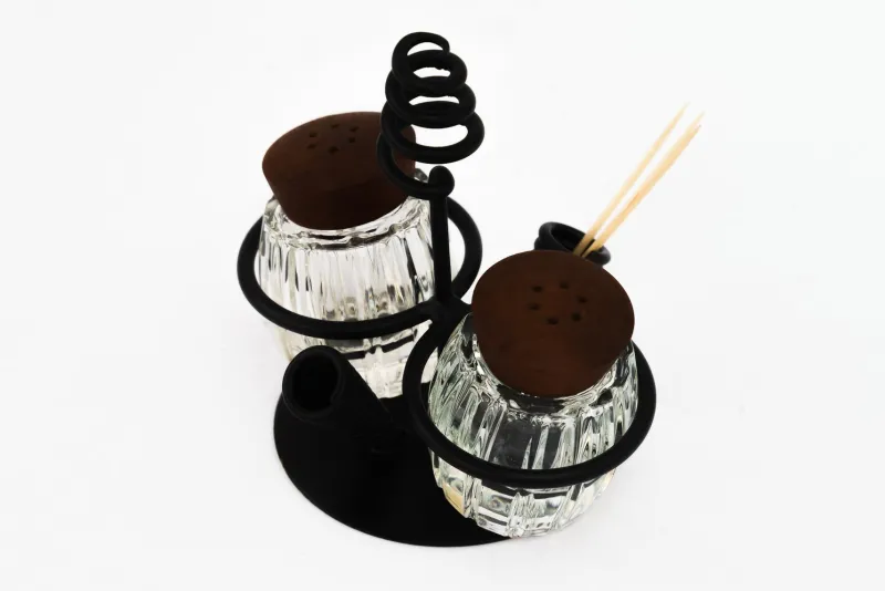 Pamono Salt and Pepper with Two Toothpick Holders, Vienna, 1950s> Salt & Pepper Shakers