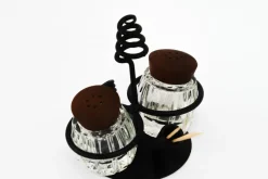 Pamono Salt and Pepper with Two Toothpick Holders, Vienna, 1950s><noscript><img width=
