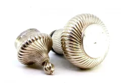 Hot Pamono Salt Shaker in Spiraled Silver with Knob Lid