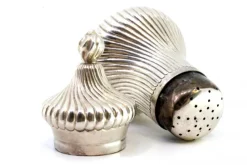 Hot Pamono Salt Shaker in Spiraled Silver with Knob Lid