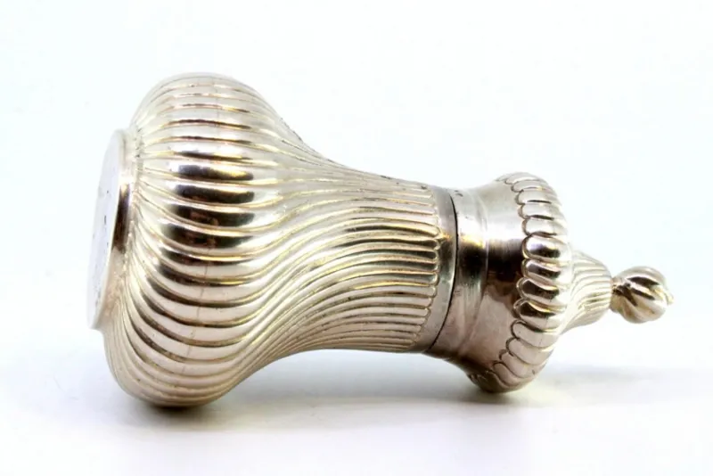 Hot Pamono Salt Shaker in Spiraled Silver with Knob Lid