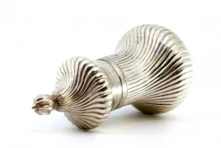Hot Pamono Salt Shaker in Spiraled Silver with Knob Lid