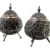 Pamono Salt Shakers in Embossed Silver, Set of 2> Salt & Pepper Shakers