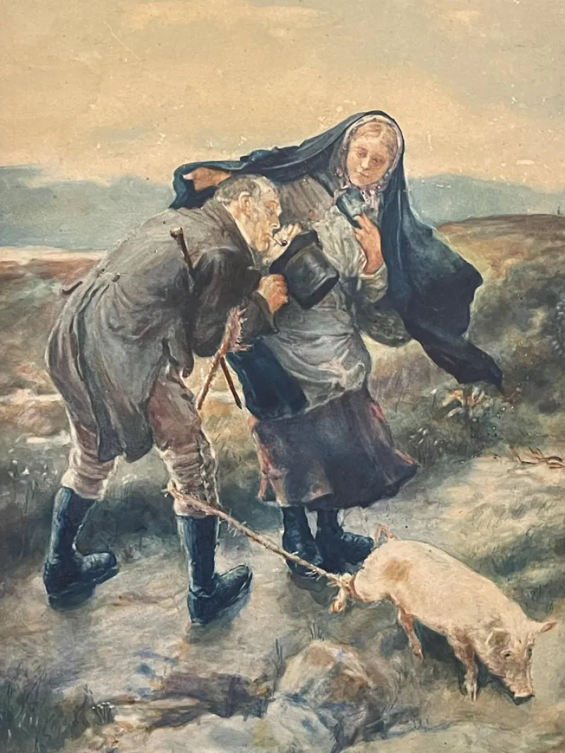 Clearance Pamono Salucci Tullio, Figures, Watercolor on Cardboard, Early 20th Century