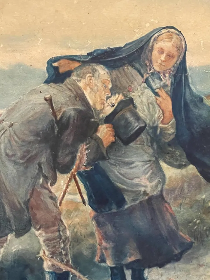 Clearance Pamono Salucci Tullio, Figures, Watercolor on Cardboard, Early 20th Century
