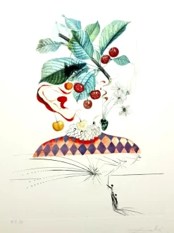 Pamono Salvador Dali - Cherries - Original Hand-Signed Lithograph 1969> Surrealist