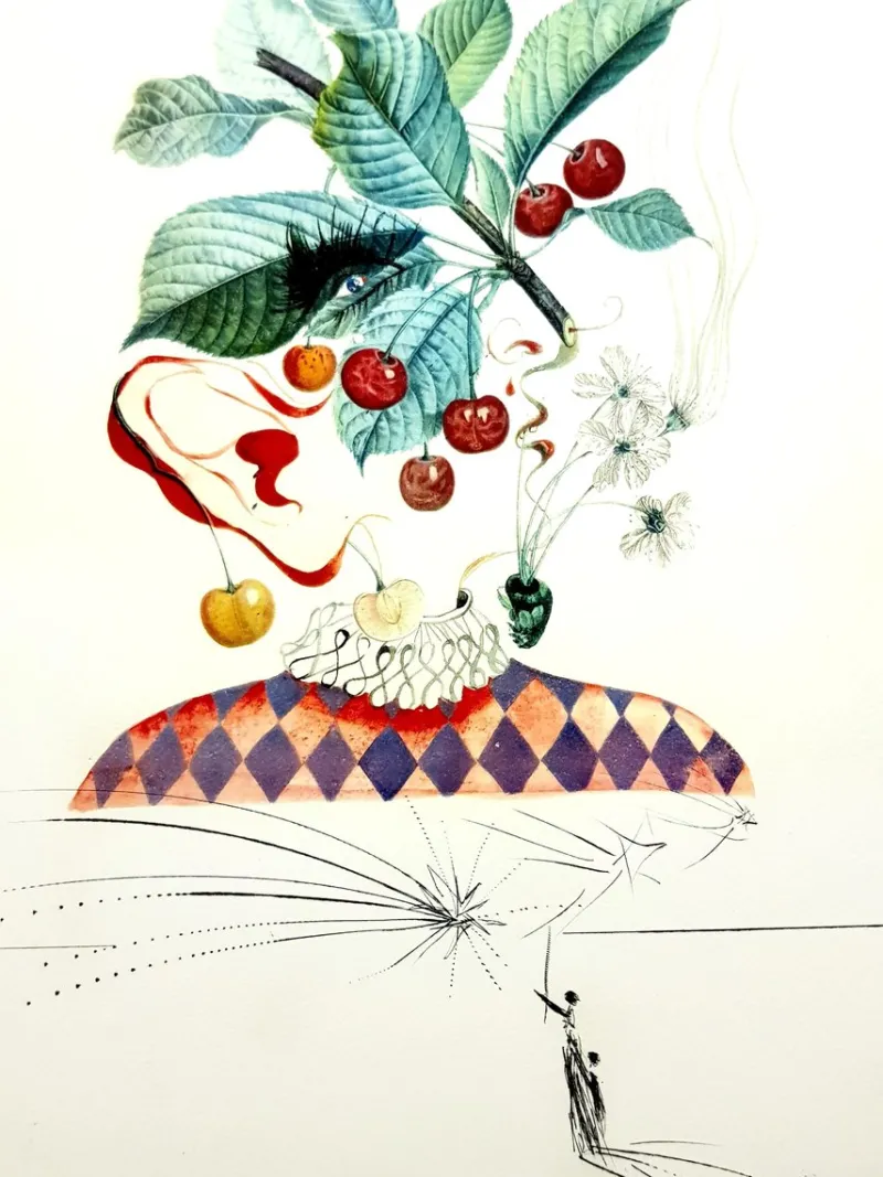 Pamono Salvador Dali - Cherries - Original Hand-Signed Lithograph 1969> Surrealist