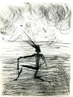 Clearance Pamono Salvador Dali - Kneeling Knight - Original Etching 1969