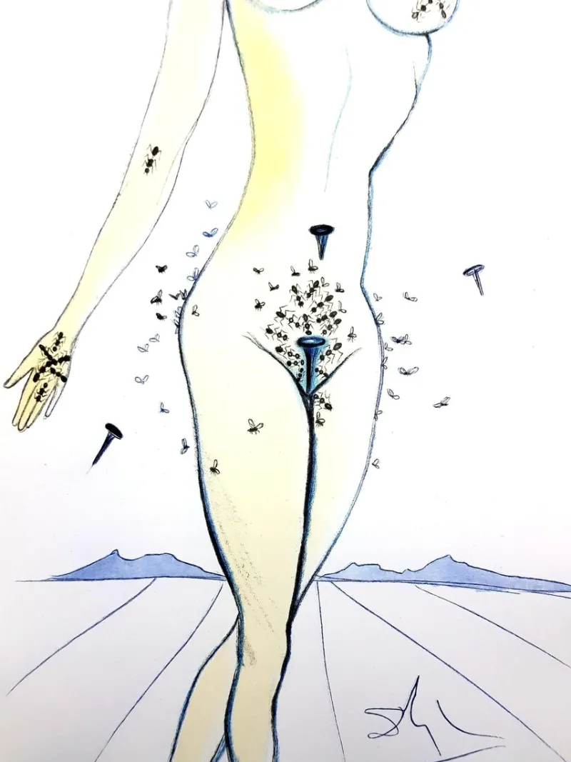 Pamono Salvador Dali - Nails on Nude - Original Etching 1967> Surrealist