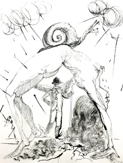 Pamono Salvador Dali - Nude with Snail - Original Etching 1967> Surrealist