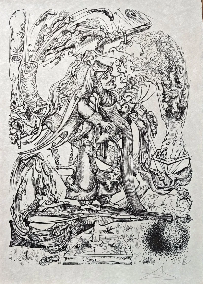 Outlet Pamono Salvador Dali, Antiphysie from Les Songes Drôlatiques de Pantagruel, Original Large Lithograph, 1973