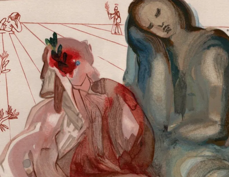 Pamono Salvador Dali, Dante's Awakening, 1964, Original Woodcut> Surrealist