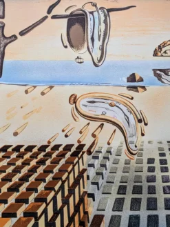 Pamono Salvador Dali, Disintegration of the Persistence of Memory (Melting Clocks), Signed Color Lithograph, 1985> Surrealist