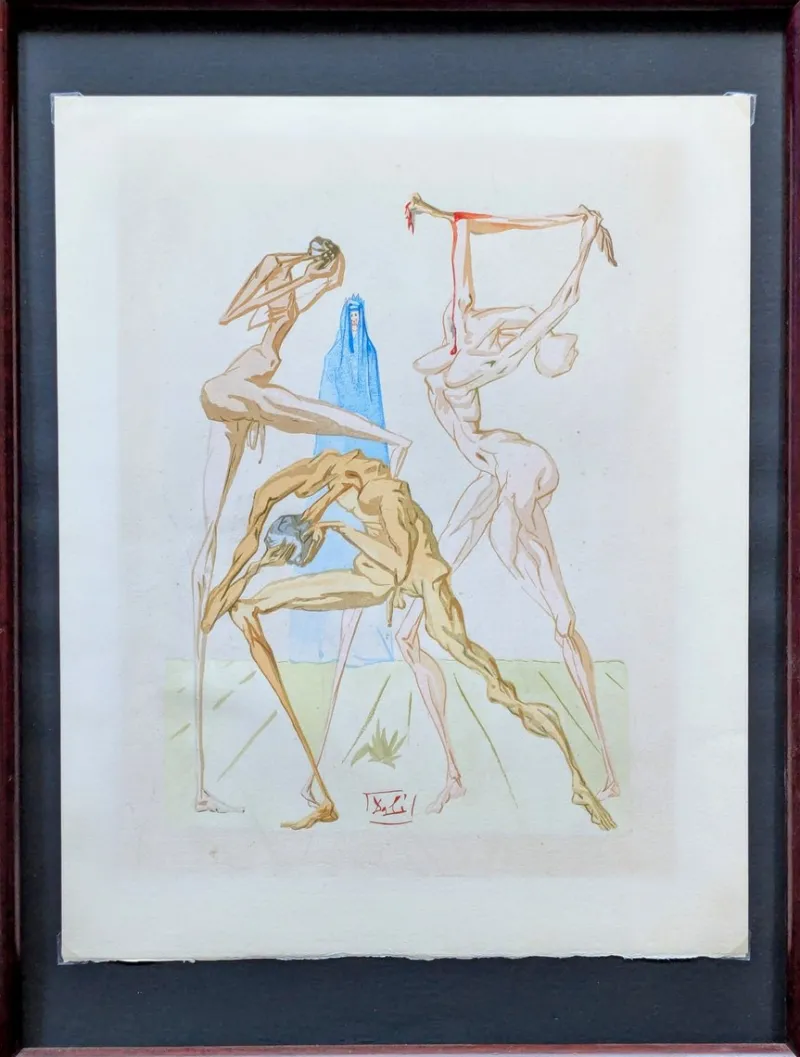 Hot Pamono Salvador Dali, Divine Comedy Inferno 26 / The Inhabitants of Prato, 1960, Woodcut
