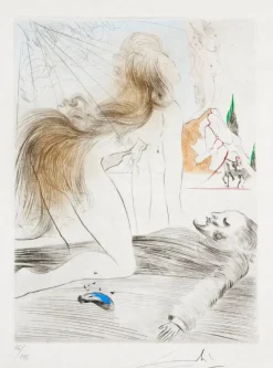 Pamono Salvador Dali, Femme à genoux, 1969, Etching> Surrealist|Prints & Multiples