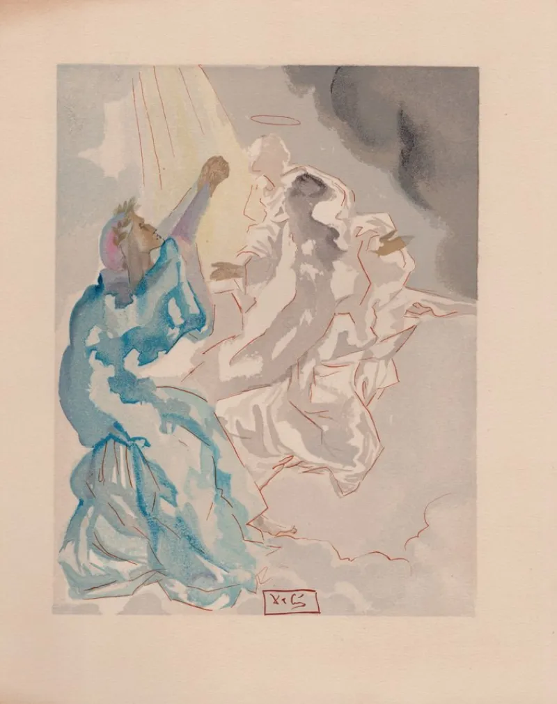 Pamono Salvador Dali, In the Sky of Mercury, 1964, Original Woodcut> Surrealist
