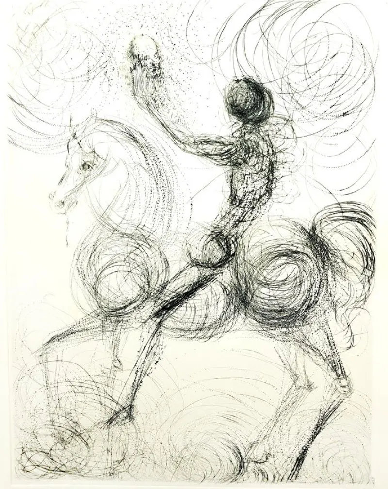 Pamono Salvador Dali, Knight & Death from Faust, 1969, Etching> Surrealist