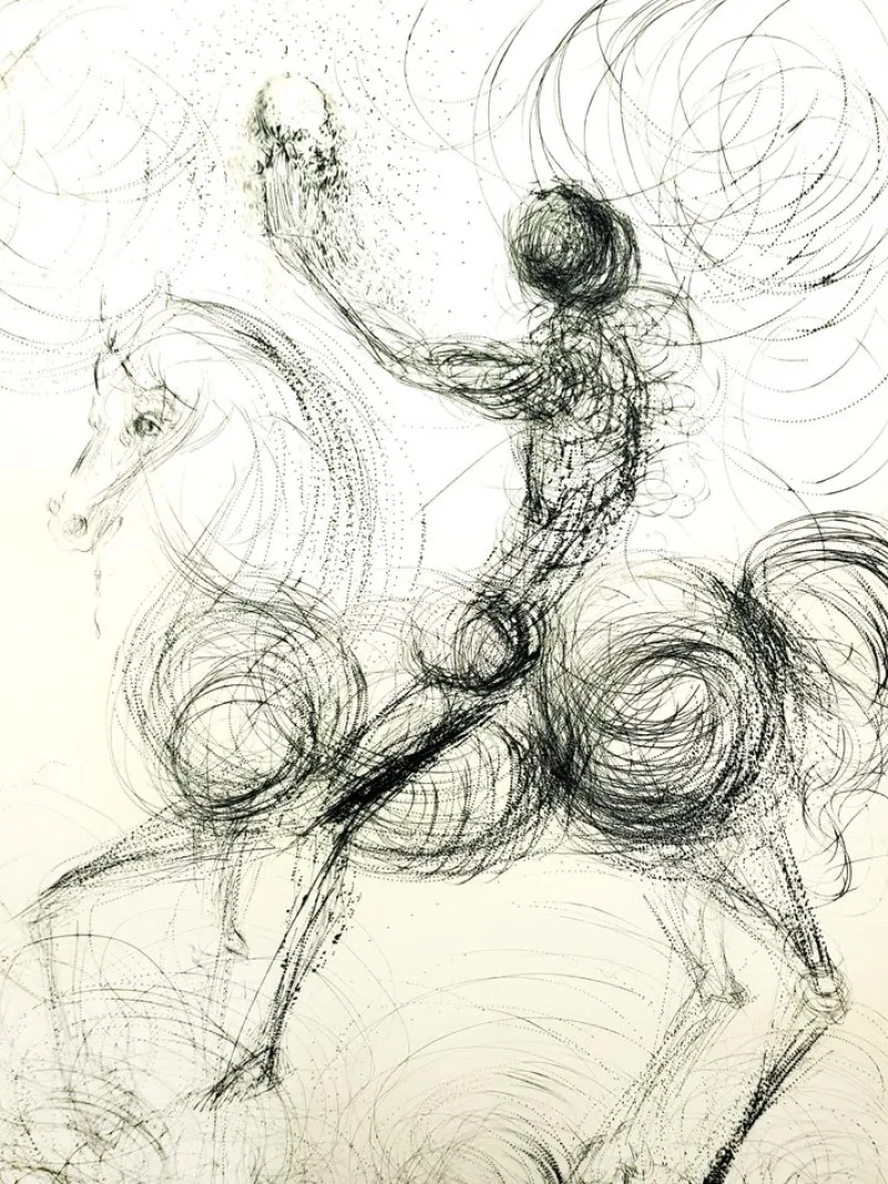 Pamono Salvador Dali, Knight & Death from Faust, 1969, Etching> Surrealist