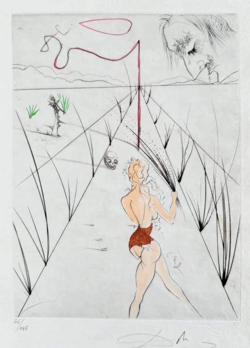 Pamono Salvador Dali, La Femme au fouet, 1969, Etching> Surrealist|Prints & Multiples