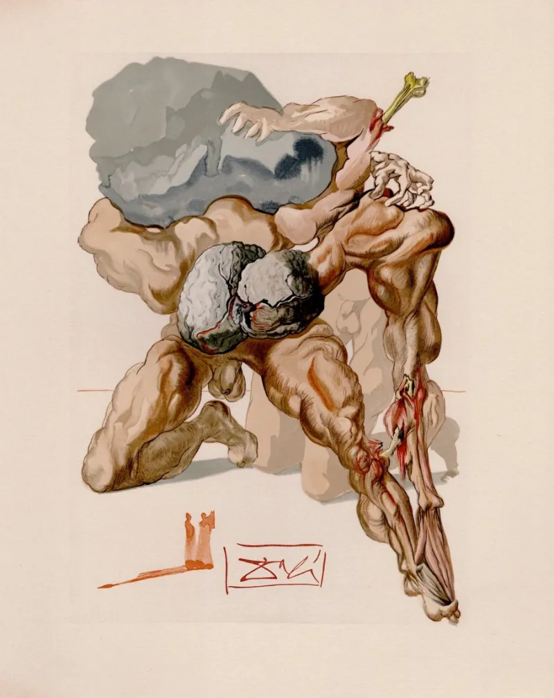 Pamono Salvador Dali, Miserly and Prodigal, 1964, Original Woodcut> Surrealist