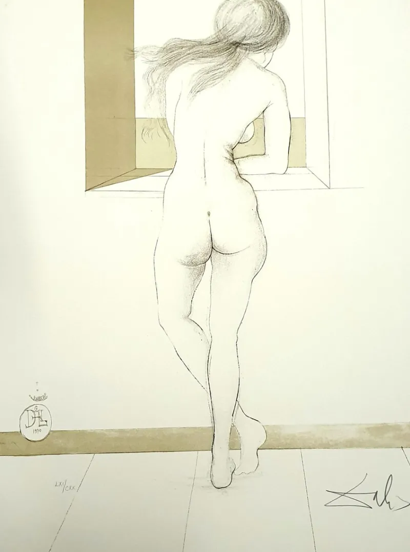 Pamono Salvador Dali, Nude At the Window, 1970, Lithograph> Decorative Objects