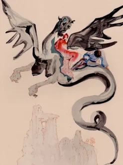 Pamono Salvador Dali, On the Back of Geryon, 1964, Original Woodcut