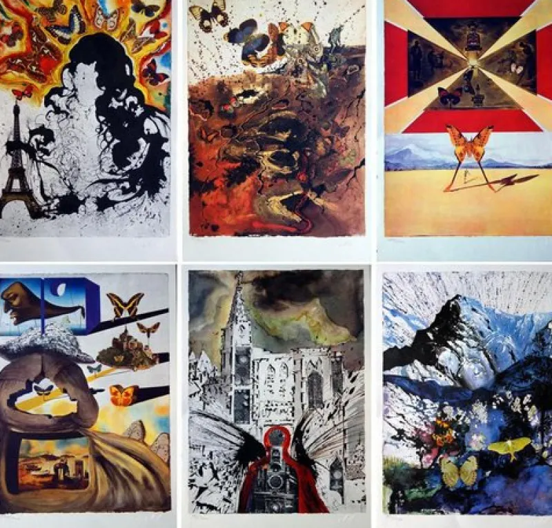 Sale Pamono Salvador Dali, SNCF: Papillon Suite, 1960s, Lithographs, Set of 6