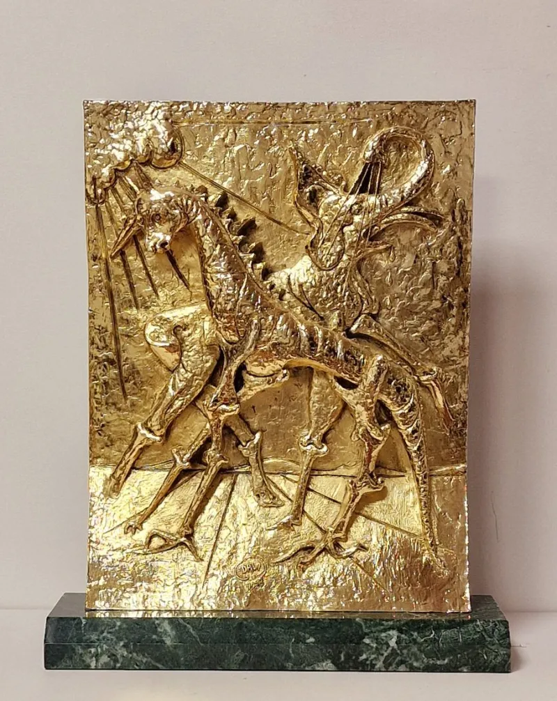 Pamono Salvador Dali, The Birth of Animals, 1978, Galvanised Silver on Marble Base> Mid-Century