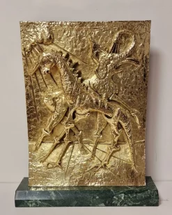 Pamono Salvador Dali, The Birth of Animals, 1978, Galvanised Silver on Marble Base><noscript><img width=