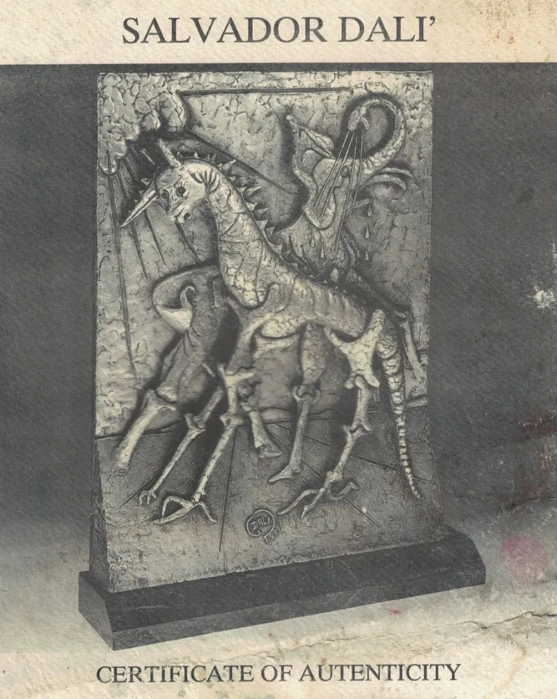 Pamono Salvador Dali, The Birth of Animals, 1978, Galvanised Silver on Marble Base> Mid-Century