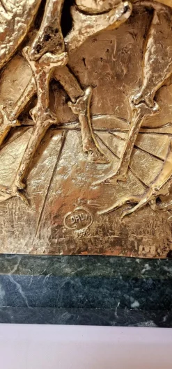 Pamono Salvador Dali, The Birth of Animals, 1978, Galvanised Silver on Marble Base><noscript><img width=