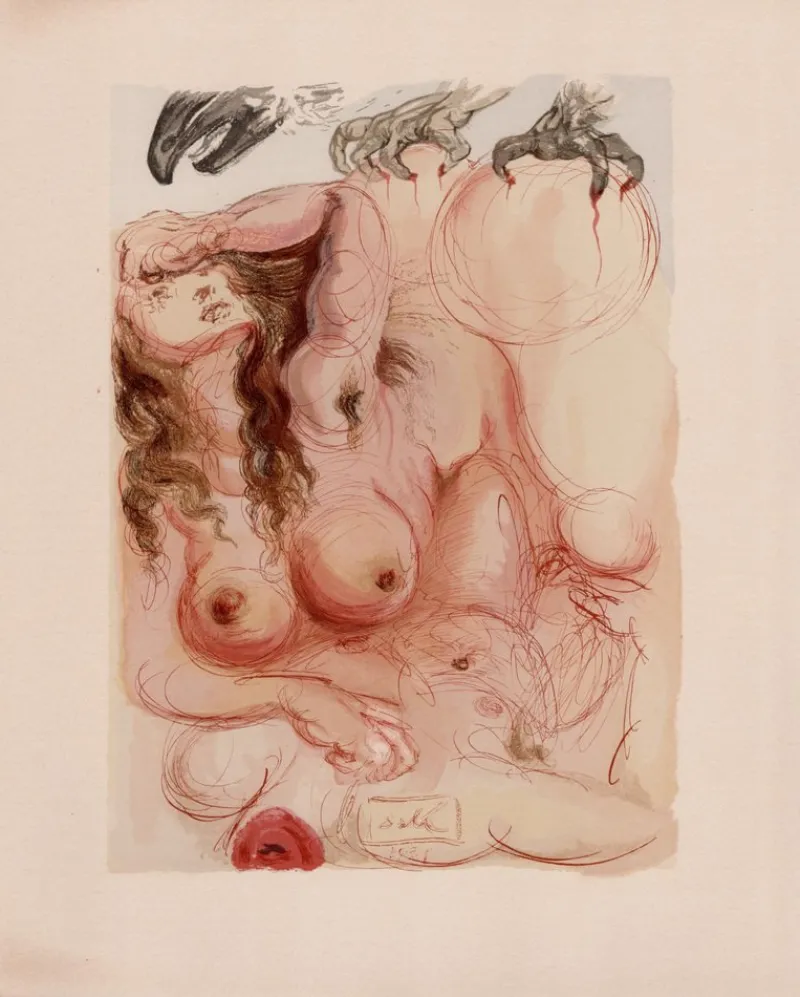 Pamono Salvador Dali, The Eagle of Grace, 1964, Original Woodcut> Surrealist