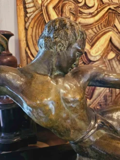 Outlet Pamono Salvator Riolo, Large Art Deco Archer Sculpture, 1920s, Patinated Bronze
