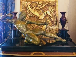 Outlet Pamono Salvator Riolo, Large Art Deco Archer Sculpture, 1920s, Patinated Bronze