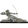 Pamono Salvatore Melani, Art Deco Diana the Huntress Sculpture, Silver Leaf Sculpture, 1930s> Art Deco