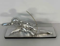 Pamono Salvatore Melani, Art Deco Diana the Huntress Sculpture, Silver Leaf Sculpture, 1930s><noscript><img width=