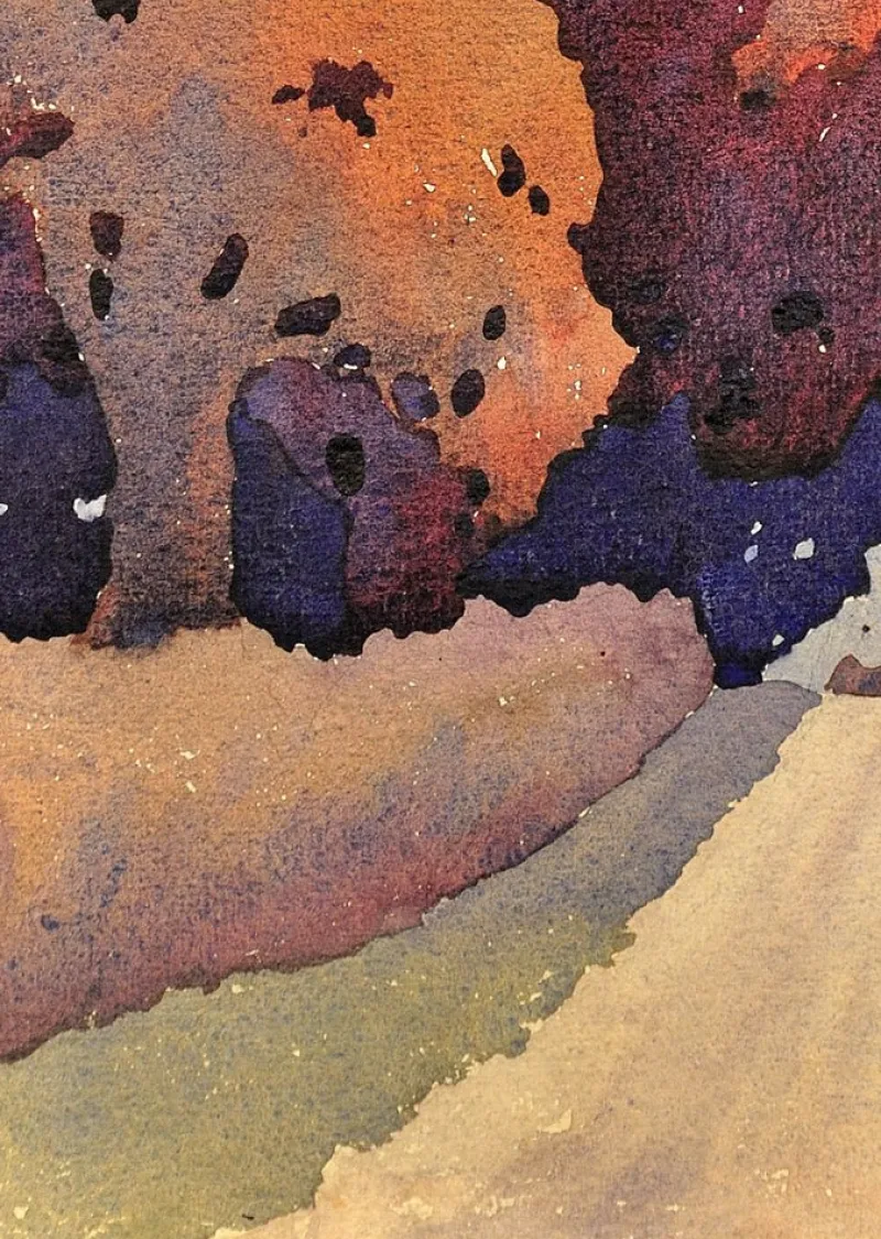 Pamono Samuel Dennis Walley Timmins, The Road That Takes You Home, Staffordshire Countryside Landscape, 1932, Watercolor, Framed> Work On Paper