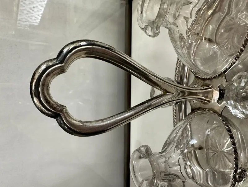 Pamono San Marco Oil Cruet and Salt Shaker in 800 Silver, Set of 2> Salt & Pepper Shakers