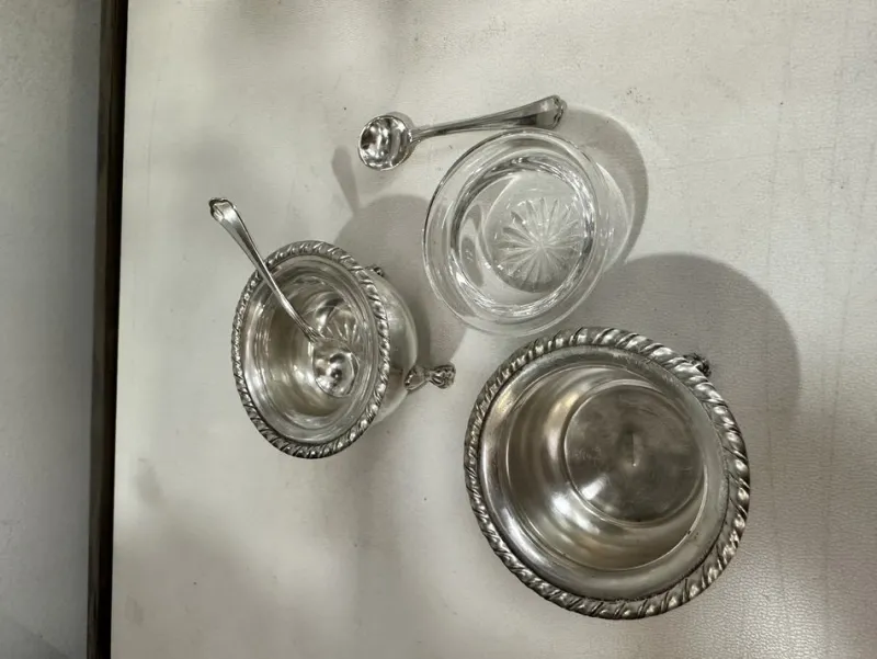 Pamono San Marco Oil Cruet and Salt Shaker in 800 Silver, Set of 2> Salt & Pepper Shakers