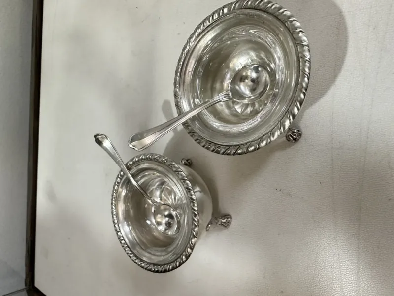 Pamono San Marco Oil Cruet and Salt Shaker in 800 Silver, Set of 2> Salt & Pepper Shakers