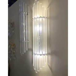 Clearance Pamono Sanded Murano Glass Bars Wall Sconces by Simoeng, Set of 2