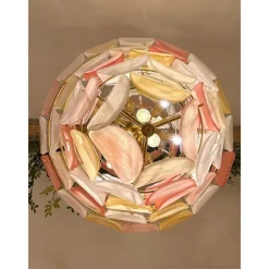 Pamono Sanded Pink and Amber Petals Murano Glass Chandelier by Simoeng><noscript><img width=
