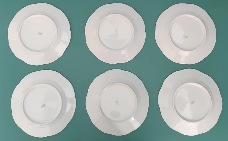 Hot Pamono Sandwich Plate Porcelain Set with Pheasants Motifs by Zsolnay Hungary, 1970s, Set of 7