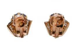 Pamono Sapphires, Diamonds, 18 Karat Rose Gold and White Gold Earrings, Set of 2><noscript><img width=